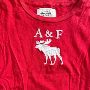 Abercrombie & Fitch Red Tee with White Logo